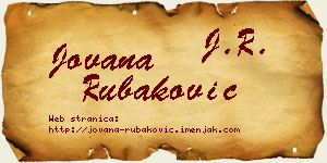 Jovana Rubaković vizit kartica